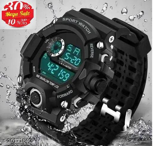 Branded And Trandy Multi Functional Sports Digital Multicolor Dial Men's Watch Black Color Strap Waterproof Digital Sports Watch for Men's Water Resistance Digital Watch