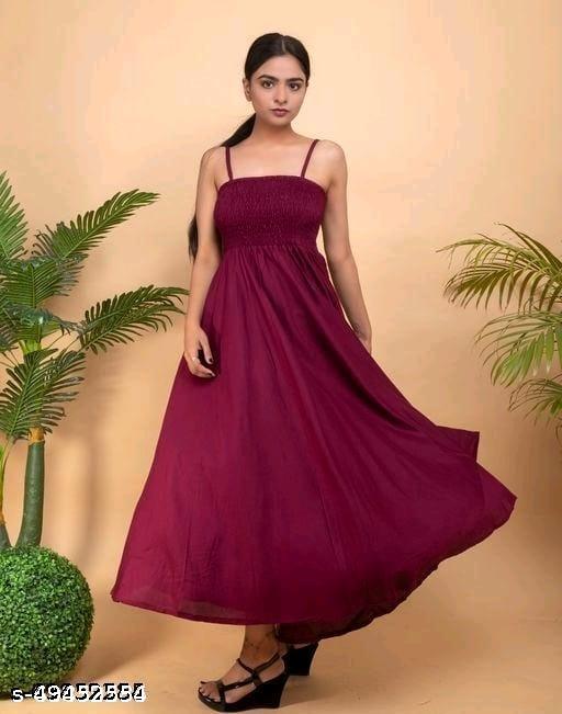 Anarkali Gown for Women and Girls Flared Sleeveless (Maroon)