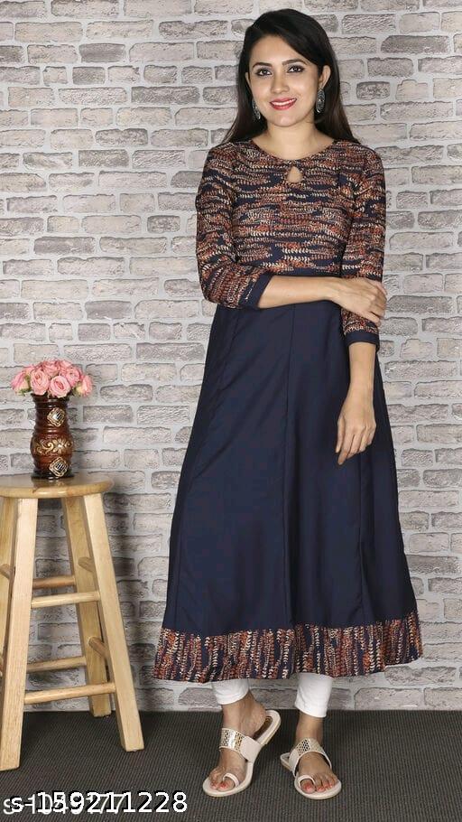 Polyster/Crepe fabric-Woman printed Anarkali kurti's