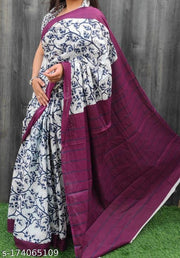 New Latest Pure Cotton MULMUL Saree Hand Block Prinred, Mulmul Cotton, Hand Printed, Handloom Bagru Print Saree in Multicolour