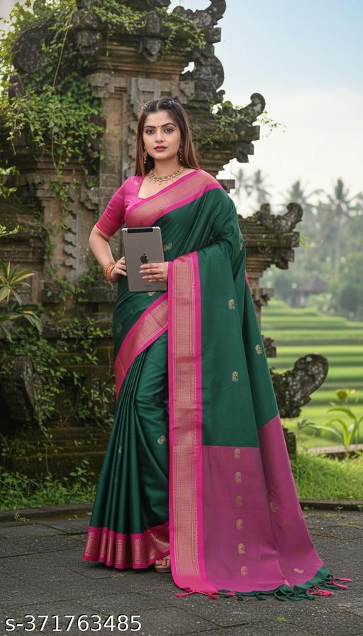 Paithani Cotton Silk Saree With Contrast Pallu And Contrast Blouse With Zari Butta