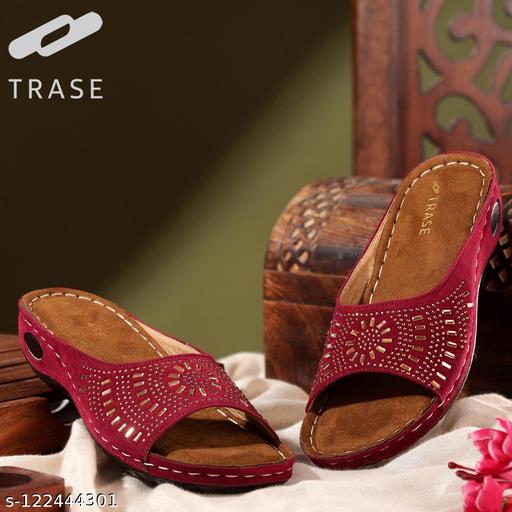 TRASE Women's Fashion Slippers | Doctor Ortho Soft & Comfortable Slip-Ons for Women & Girls | Lightweight & Stylish, Diabetic & Orthopedic Footwear, Ideal for Knee & Foot Pain (44061, Cherry)