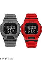 Wrist Sport Ultra Combo Watch with Water Resist Pack of 2 Digital Watch - For Men NEW GENERATION BLACK STRAP WATCHES