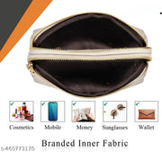 cream Adjustable Sling - Premium PU Leather with Dual Zipper Compartments