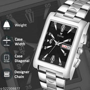 THYNK black Dail Trending Square Series | Working Day and Date | Stainless Steel ADJUSTABLE CHAIN Analog Watch - For Men