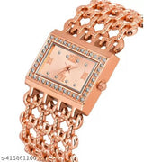 Medboo Square Rose Gold Dial Rose Gold Kadi Belt Grils and Women Watch