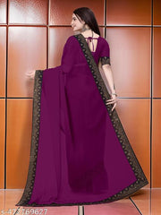Beautifull Bollywood New Desing Hotfix Swarovski Stone Work Saree With Stone Work Blouse, siroski saree / sari, Purple saree, Georgette Ka Saree