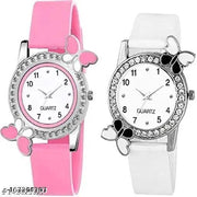 Girls and Woman Watch Gorgoues Butterfly Diamond & Fancy Wrist Types Professional Looking Party Wear Fashionable Watch Analog Watch For Girls Birthday Gift buy 1 get 1 free combo