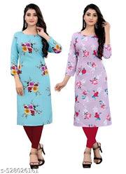 Women's and Girls Crepe Aline Straight kurti new arrival