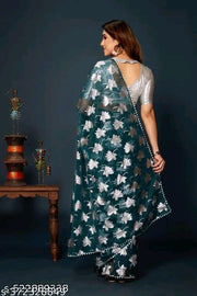 Designer Lycra Saree with Stylish Blouse Piece