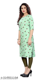 Polyster/Crepe fabric-Women Printed Straight Kurti