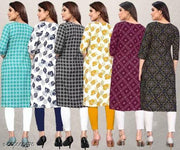 Women Printed Crepe Kurti (Combo Of 5)