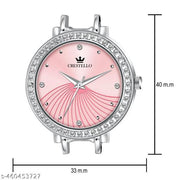 CRESTELLO Silver Plated Bracelet Analog Wrist Watch for Women (Pink Dial)