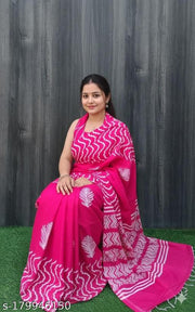 Jaipuri Hand Block Printed Daily Wear Soft Cotton Mulmul Saree ,Sanganeri Cotton Mulmul Saree, Indigo Print saree,Bagru Cotton Saree, Batic / Batik Print Cotton saree In Super Fine 92*80 Fabric Quality With Attached Blouse Piece for Woman