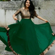 Delicate Solid Georgette Floor Length Gown