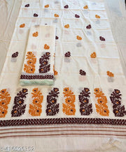 Cotton Silk White Color Mekhala Chador