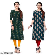 Polyster/Crepe fabric-Festive and daily wear kurti for women