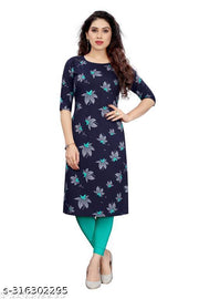 Polyster/Crepe fabric-Women Printed Straight Kurti