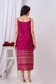 Women's Floral Printed Straight Fit Sleeveless Kurti/Kurta