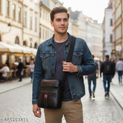 Men sling bag | Crossbody bag for men | Men’s PU Leather Sling Bag | Stylish Crossbody Shoulder Bag for Office & Daily Use | Stylish Men Sling Bag in PU Leather | Compact Crossbody Bag for Travel & Work Black