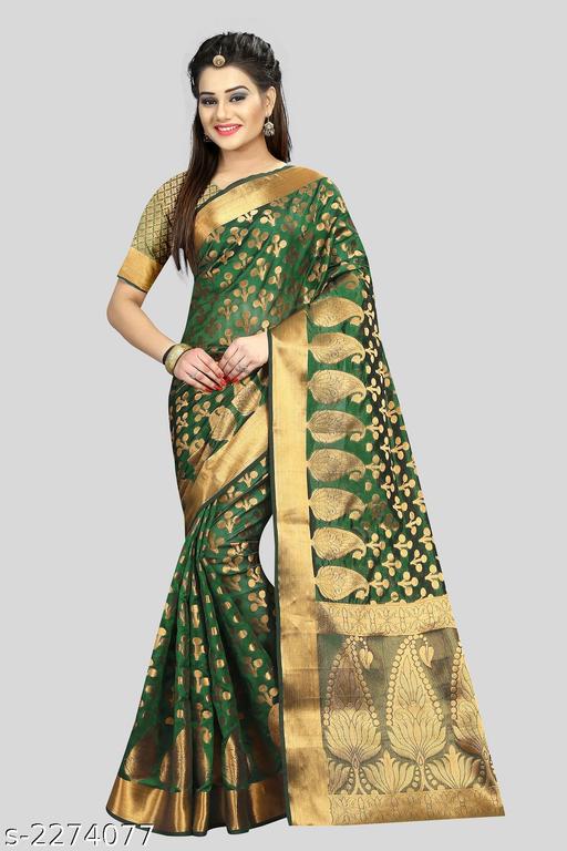 Banarasi Banarasi Silk Green Jaquard Saree With Blouse