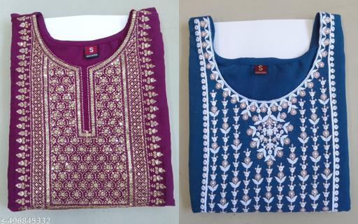 Women Ethnic Wear Rayon Embroidery Gala Kurti, Size -S, M, L, XL, XXL, 2XL, New Design & Fashionable Kurti, Pack of 2 (Combo of 2)