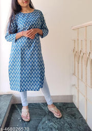 Beautiful Blue Booti Kurti – Comfortable Cotton for Daily Use