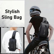 Waterproof Polyester Slim Unisex Crossbody Sling Bag Chest Backpack Men's Shoulder Bag, Leisure Travel Handbag, Hard Shell Anti-Theft Chest Bag