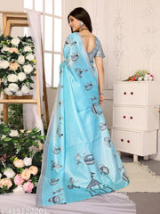 Yashika Women's Printed Trendy Art Silk Saree with Blouse Material