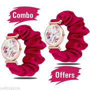 Marron Ribbin Belt | Flower  Dial | Girl’s Watch_Combo