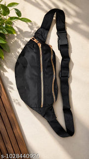Premium Black Crossbody Sling Bag | Water-Resistant Travel Chest Bag with Dual Zipper...