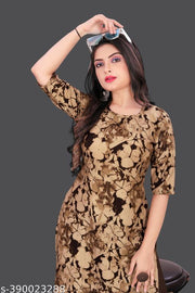 Women Crepe Printed Kurti Combo | Black & Brown Stylish Design | Pack of 2 Extra plus Size - S, M, L, XL, XXL, 2XL, XXXL, 3XL, 4XL, 5XL ( New Arrival New Design Fashionable Kurti Combo Of 2 )