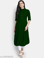 Women's Solid Rayon Kurtis