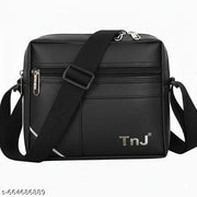 TnJ Premium Leather Crossbody Messenger Bag, Premium Crossbody Messenger Bag for Men & Women ( Black )