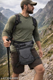 Unisex Waist Bag, Multipurpose Utility Cross Bag, Water Repellent, Strap To Leg Or Hip For Travel, Outdoor & Adventures - Black