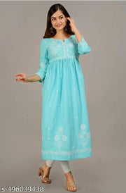 Chikankari anarkali embroidery work kurti
