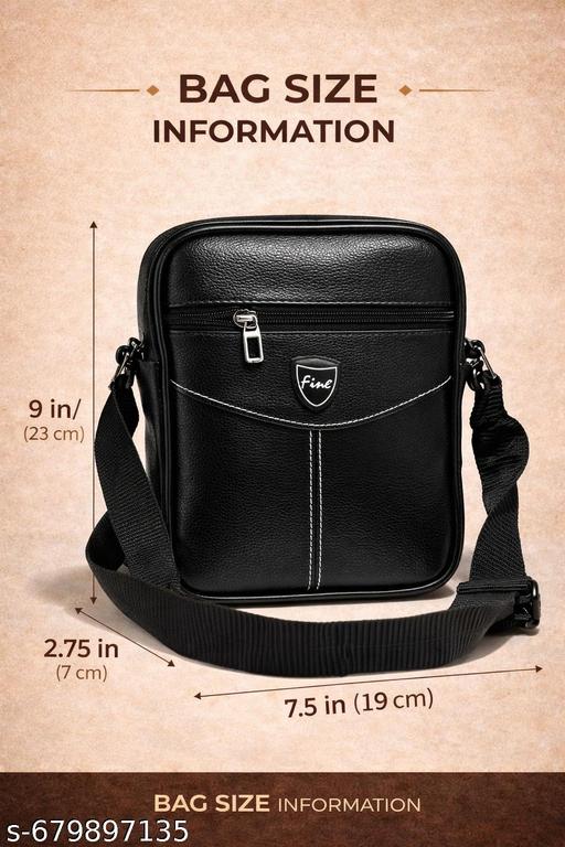 Stylish Black Leather Sling Bag for Men | Crossbody Shoulder Bag | Office & Casual Use