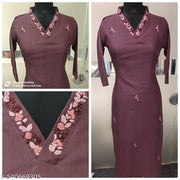 Beautiful Maroonish Ethnic Womens Kurti with Intricate Floral handwork Designs – A Must-Have Wardrobe Essential