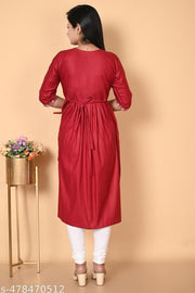 Women Flared Rayon Nayra Cut Kurti for Women & Girls|Women's Kurtas & Kurtis