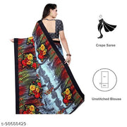 Leelavati- printed crepe MULTICOLOR saree with crepe blouse.VS-882-MULTICOLOR