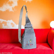 Grey Cotton Canvas Sling Bag with Radha Krishna & Green Leaf Print | Stylish Crossbody Shoulder Bag for Women & Girls | Adjustable Strap Casual Travel College Office Everyday Bag