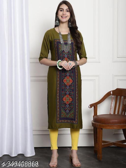 Polyster/Crepe fabric-Women Ethnic Wear Women Crepe Fabric Printed Straight Kurti, Size -S, M, L, XL, XXL, 2XL, XXXL, 3XL, 4XL, 5XL ( New Arrival New Design Fashionable Kurti )