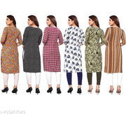 Women Printed American Crepe Kurta Combo of 6