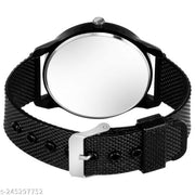 Black PU Belt Watch And King Black Breclet Analog Watch - For Men