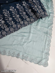 chiffon Squence Diamond Border Work Saree With Rangoli Emrodary Squence Work Blouse
