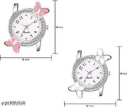 TRENDING BUTTERFLYDIAMOND GIRLS WOMEN BEAUTIFUL ANALOG WATCH COMBO |  Trendy ButterflyDiamond dial Latest Collection Women's & Girl's