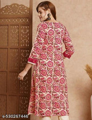 V Neck Floral Printed Single Kurta Only