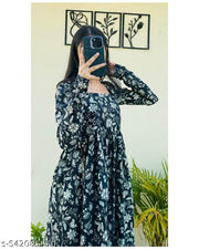 Black Nayra Cut Long Kurti Full Sleeve