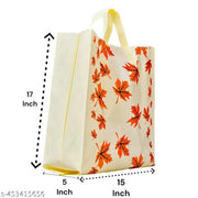 Non Stiched Autumn Theme Grocery Shopping Bag With handles , Autumn Print Shopping Bag, Seasonal Grocery Shopping Bag (Cream, Pack of 20)