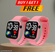 Combo of Two Pink Colour Small Led Light Digital Watch for Kids Girls